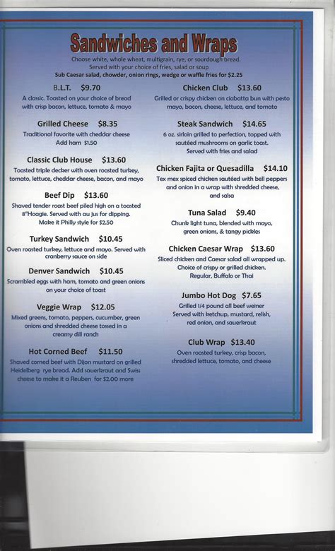 Casino Nanaimo Menu