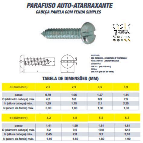 De Fenda De Tamanhos De Parafusos